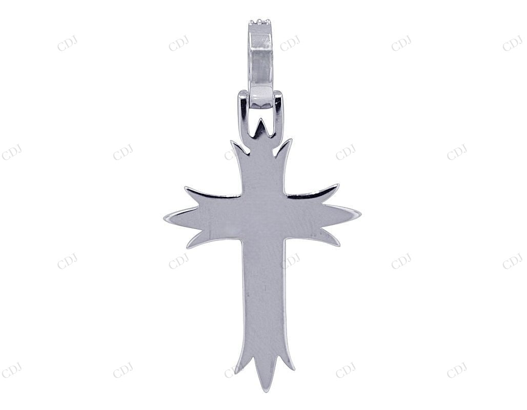 Three Row Lab Grown Diamond 14K Gold Sword Cross Pendant Hip Hop Pendent CustomDiamJewel