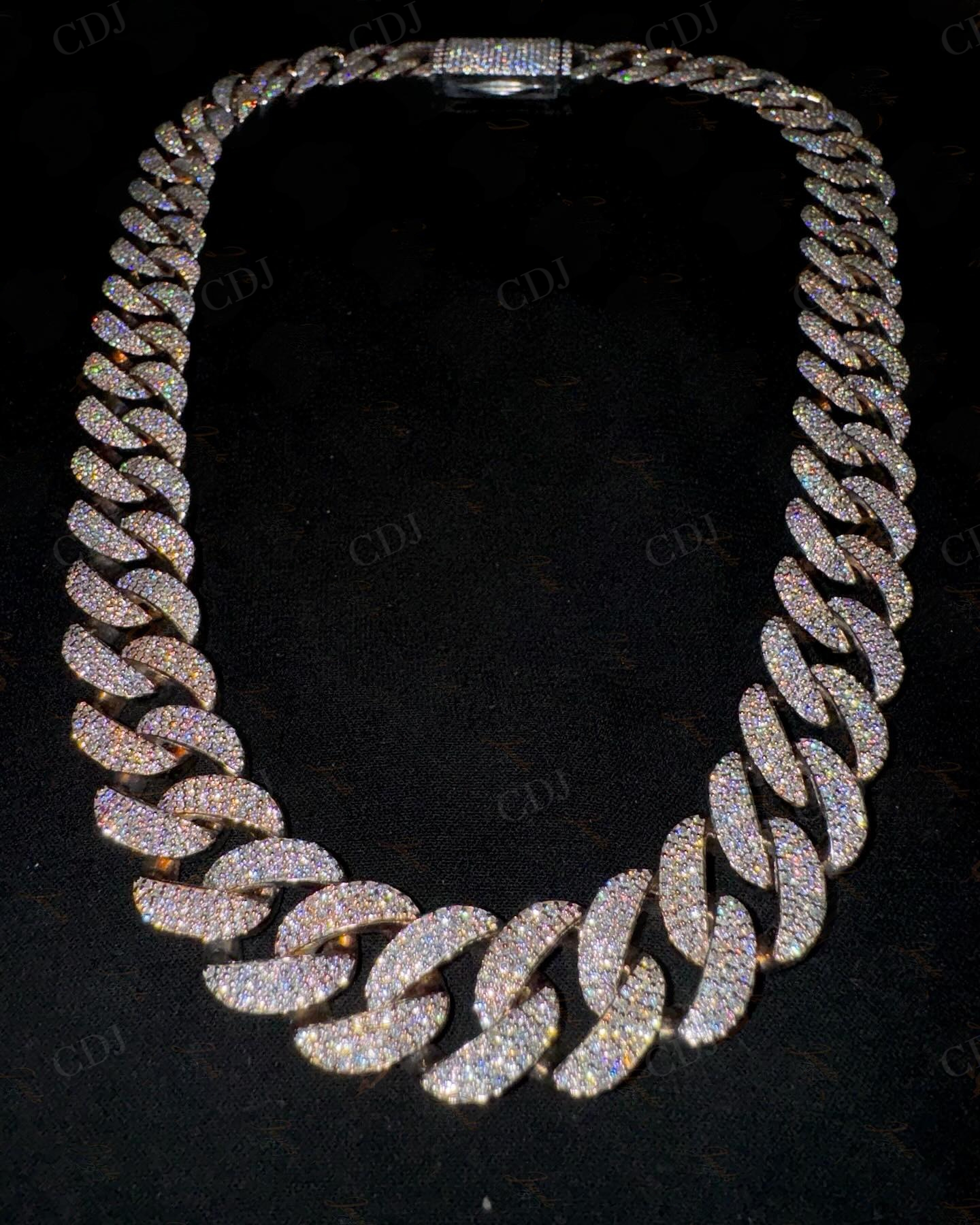 10mm Moissanite Diamond 925 silver Gold Plated Cuban Link Chain  customdiamjewel   