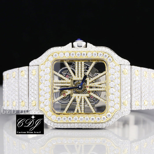 Two Tone VVS Moissanite Studded Watch customdiamjewel