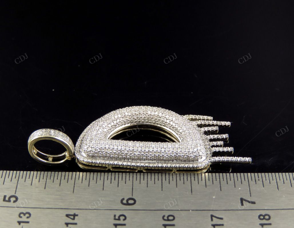 2" 1.25 CTW Diamond Letter 'D' 18K Solid Gold Initial Drip Pendant CustomDiamJewel
