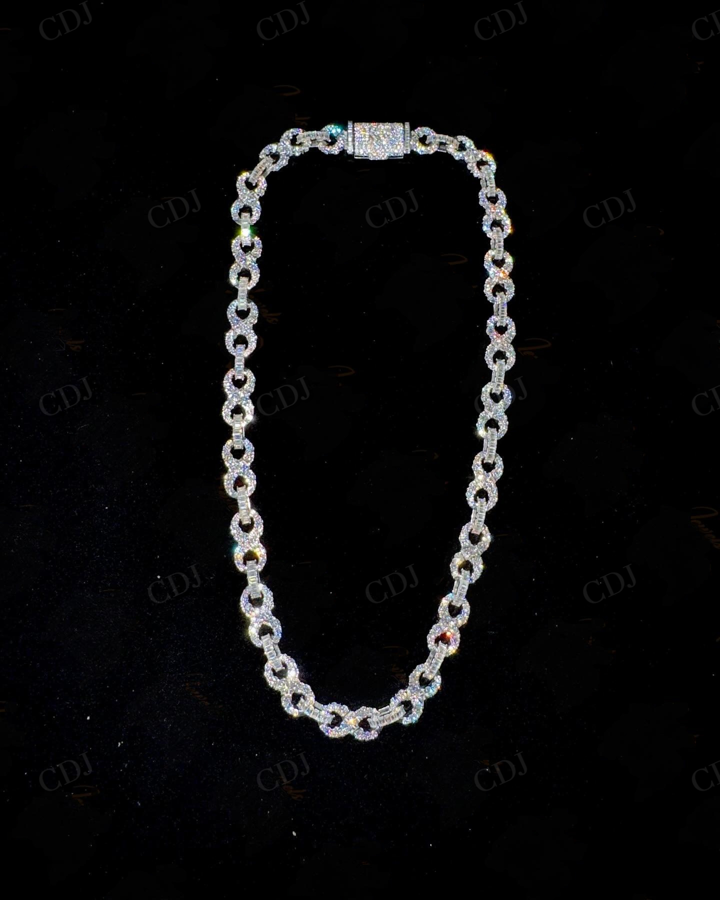 10mm Moissanite Diamond 925 silver Gold Plated Cuban Link Chain  customdiamjewel   