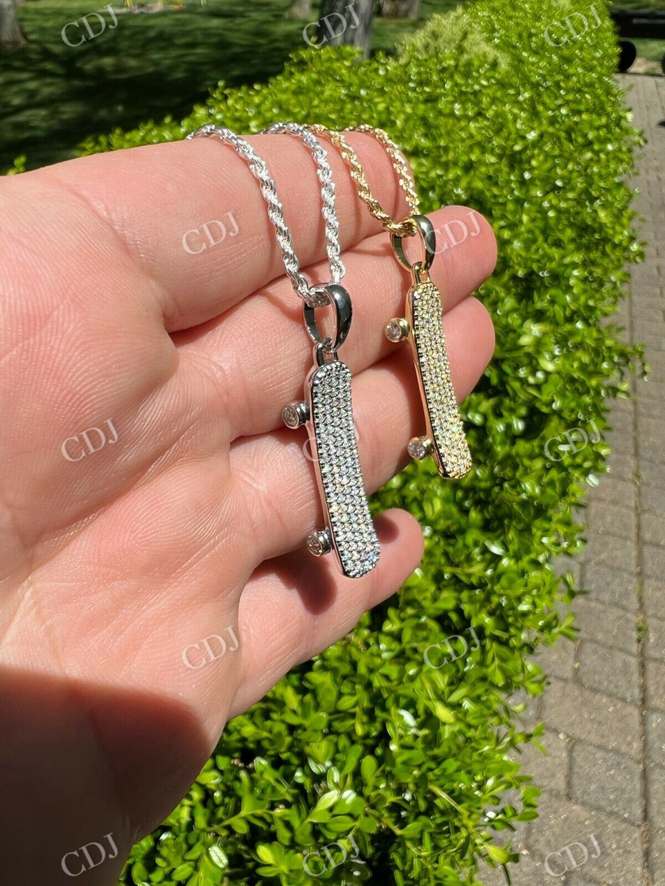 14K Yellow Gold Skateboard Pendant  customdiamjewel   