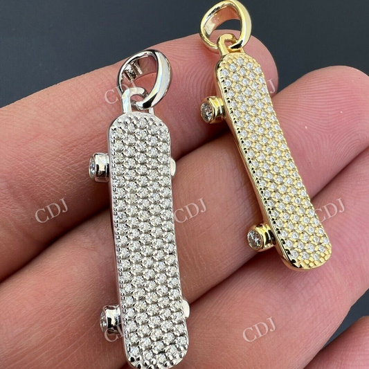 14K Yellow Gold Skateboard Pendant  customdiamjewel   
