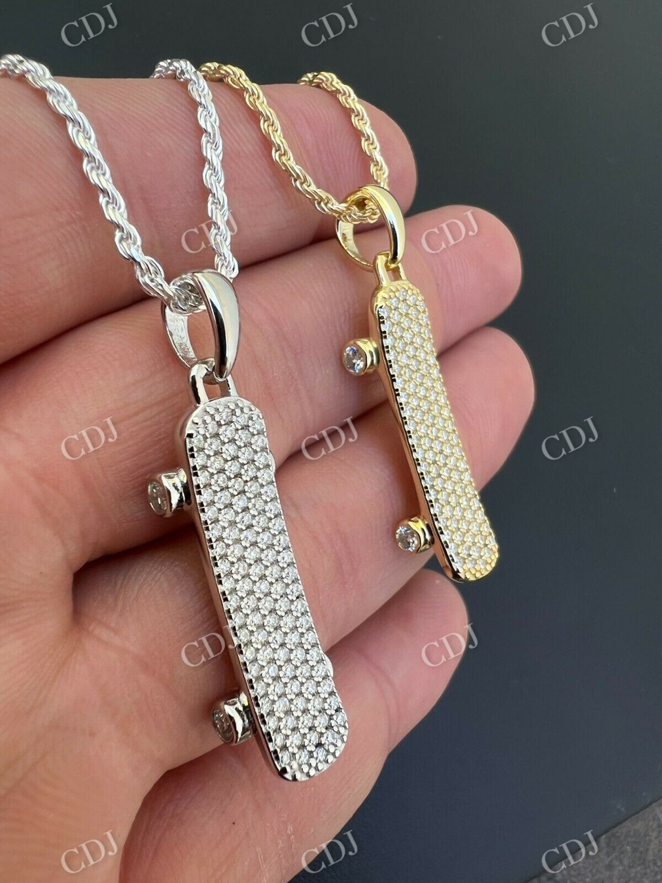 14K Yellow Gold Skateboard Pendant  customdiamjewel   