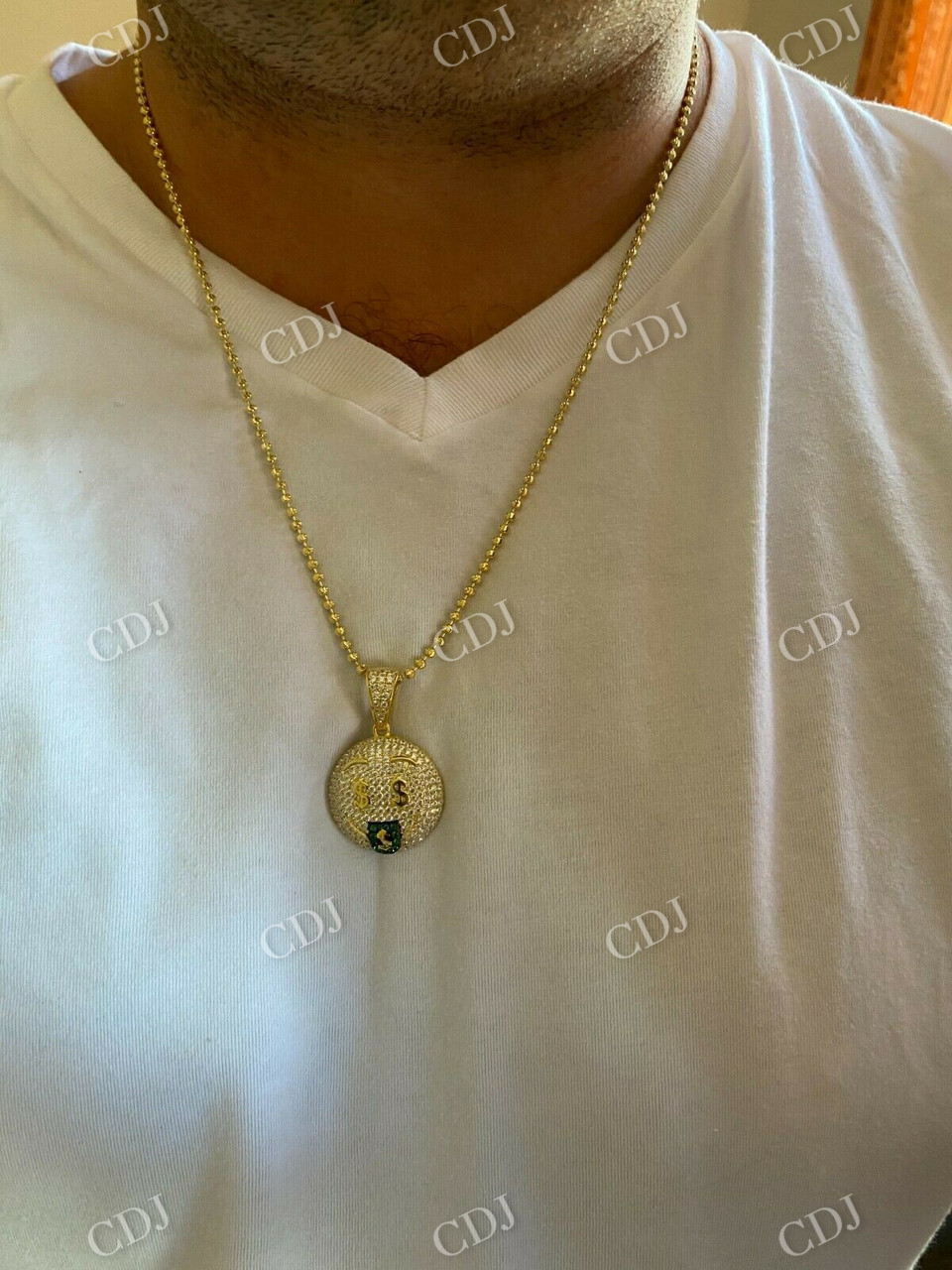 Hip Hop Emoji Money Mouth Rich Money Pendant  customdiamjewel   