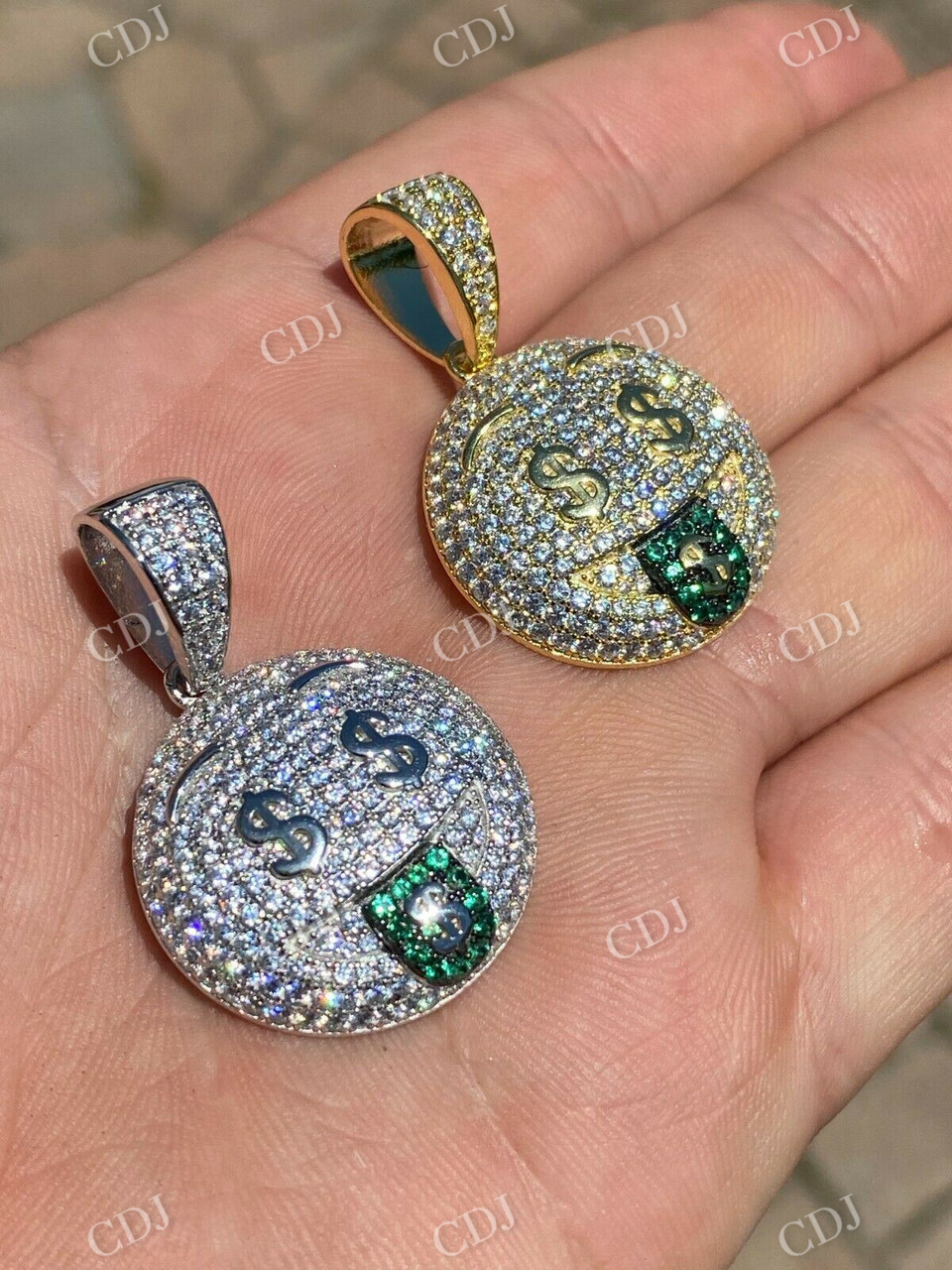Hip Hop Emoji Money Mouth Rich Money Pendant  customdiamjewel   