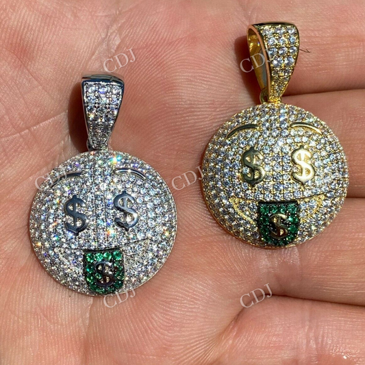 Hip Hop Emoji Money Mouth Rich Money Pendant  customdiamjewel   