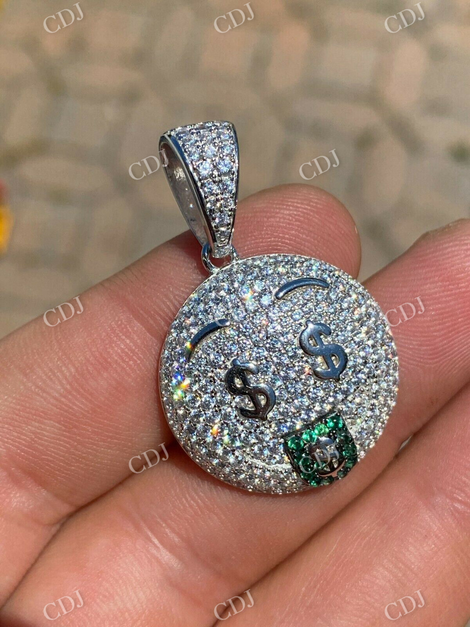 Hip Hop Emoji Money Mouth Rich Money Pendant  customdiamjewel   