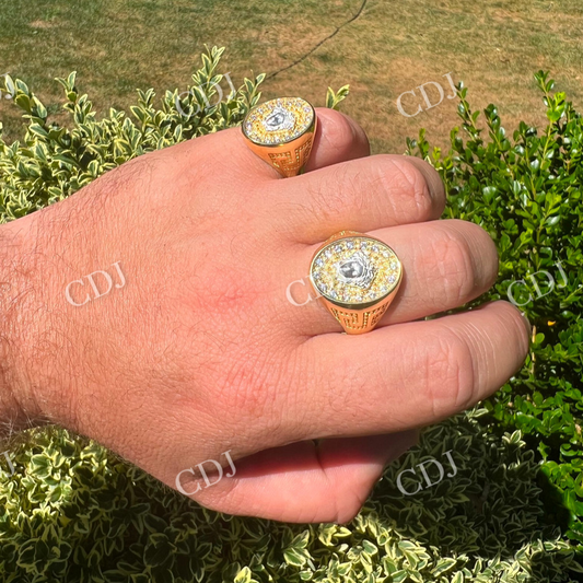 14K Gold Vintage Hip Hop Diamond Ring  customdiamjewel   