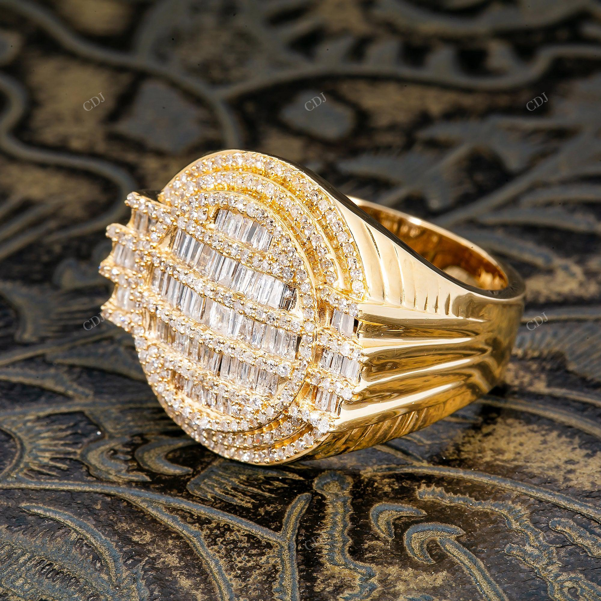 Hip Hop Round and Baguette Cut Moissanite Ring hip hop jewelry customdiamjewel