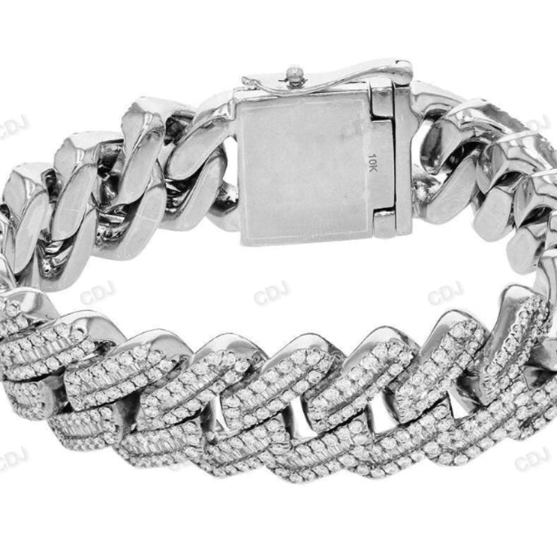 Silver Moissanite Premium Cuban Mens Bracelet hip hop jewelry customdiamjewel
