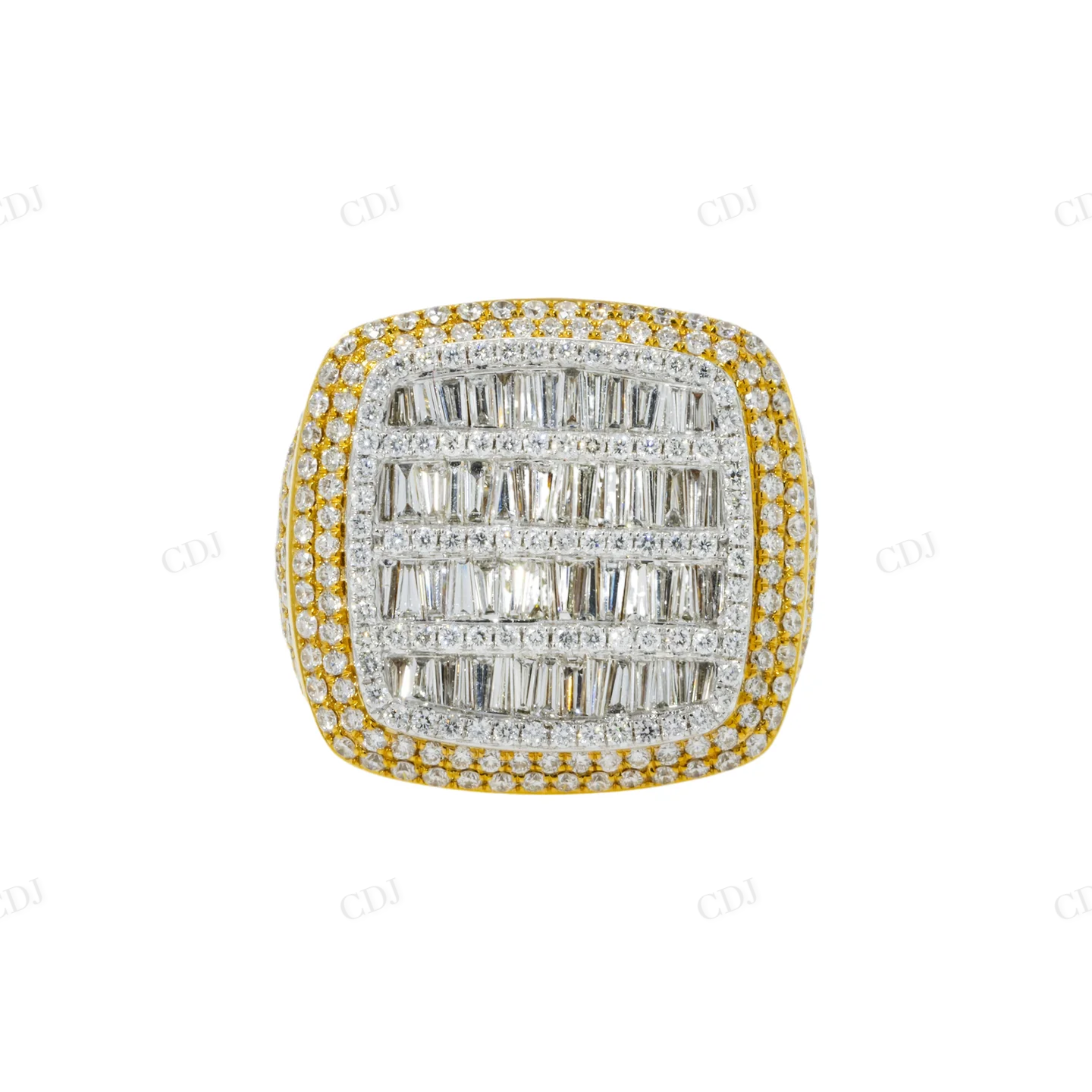 Two Tone Silver Moissanite Baguette Diamond Ring hip hop ring customdiamjewel