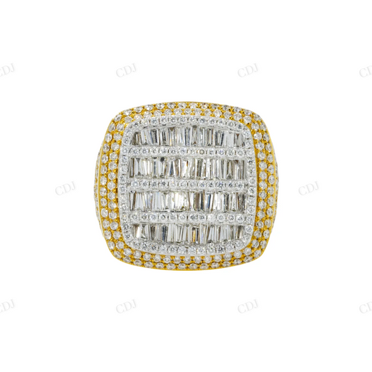 Two Tone Silver Moissanite Baguette Diamond Ring hip hop ring customdiamjewel