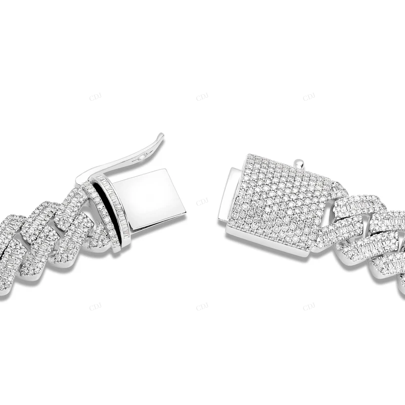 Sterling Silver Cuban Link Bracelet With VVS Moissanite CustomDiamJewel