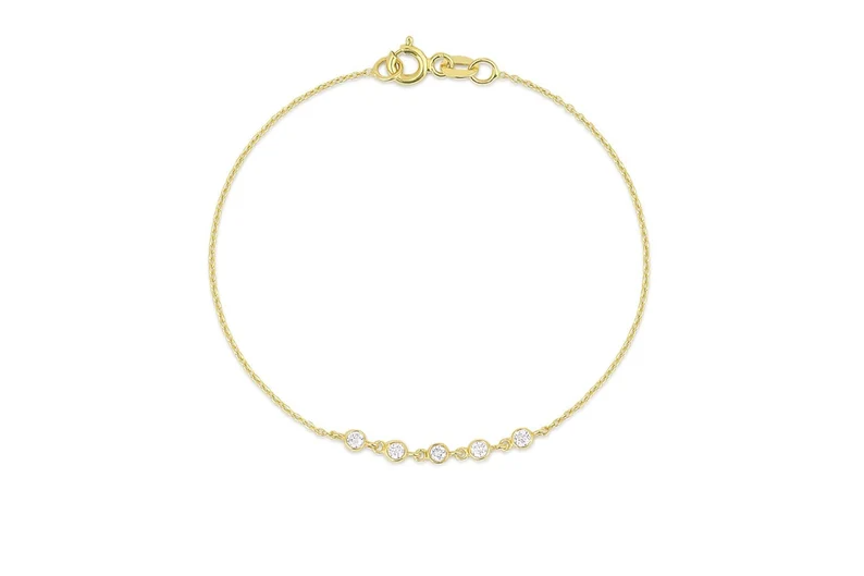 0.20CTW Moissanite Dainty Chain Diamond Bracelet  customdiamjewel Sterling Silver Yellow Gold VVS-EF