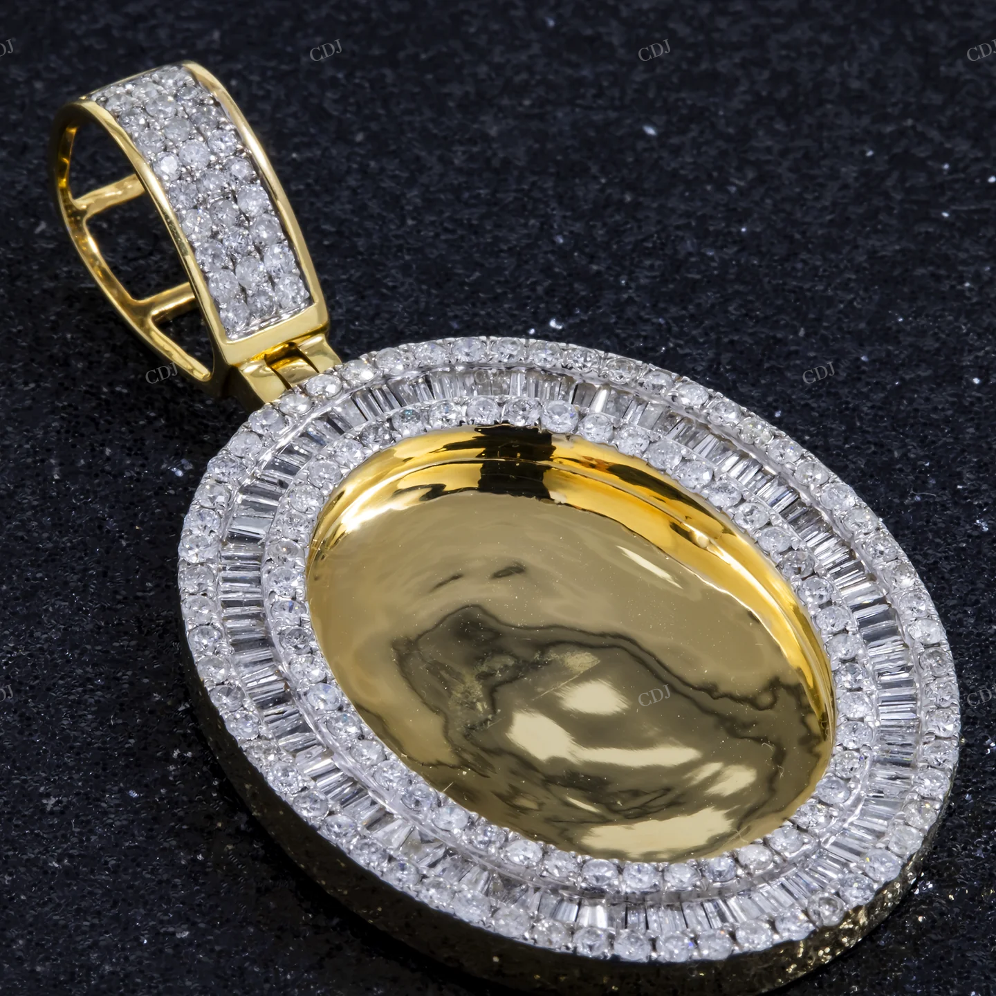 Baguette Moissanite Oval Memory Pendant hip hop jewelry CustomDiamJewel