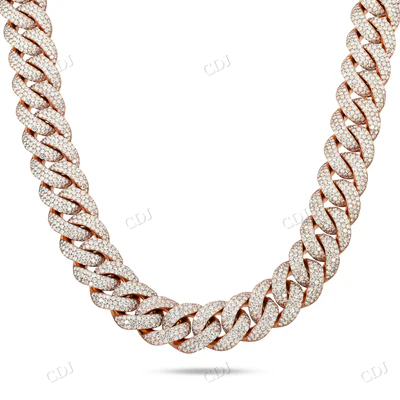 Lab Grown Diamond Pave Cuban Chain Necklace hip hop jewelry CustomDiamJewel