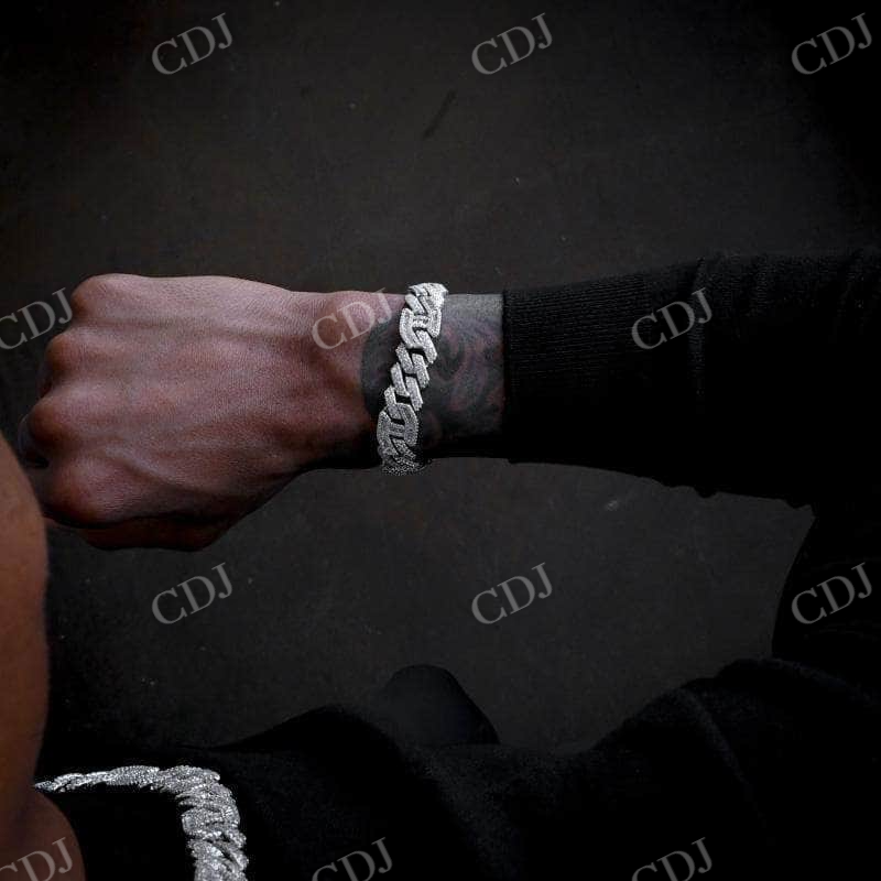 12MM Diamond Prong Baguette Curb Bracelet In Gold  customdiamjewel   