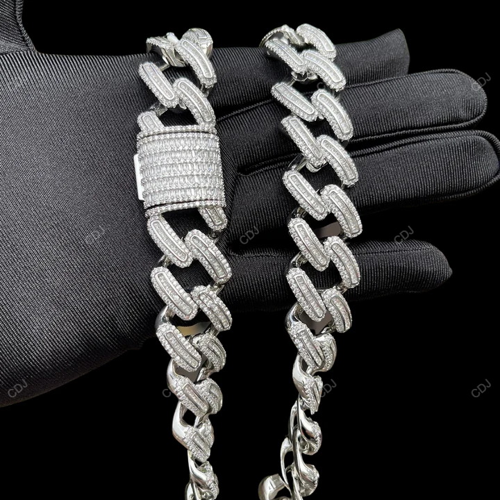 VVs Moissanite Two Tone Miami Cuban Link Chain CustomDiamJewel