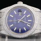 Full White Rolex Oyster Blue Face Moissanite Watch customdiamjewel