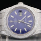 Luxury Blue Dial Rolex Date Just Moissanite Diamond Wrist Watch customdiamjewel
