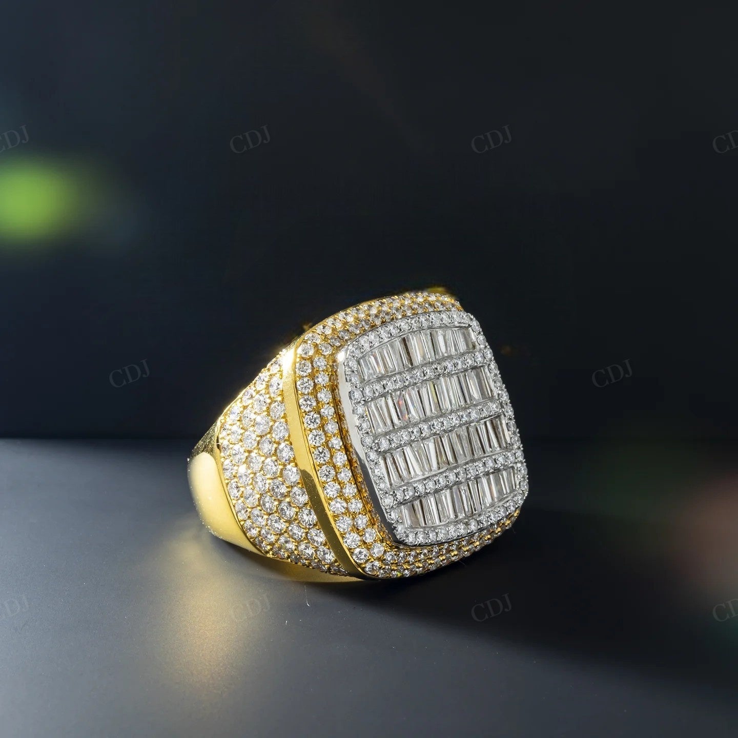 Two Tone Silver Moissanite Baguette Diamond Ring hip hop ring customdiamjewel