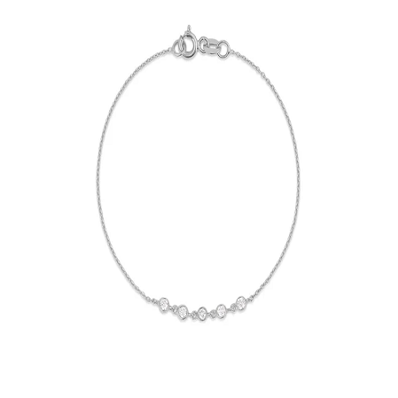 0.20CTW Moissanite Dainty Chain Diamond Bracelet  customdiamjewel Sterling Silver White Gold VVS-EF