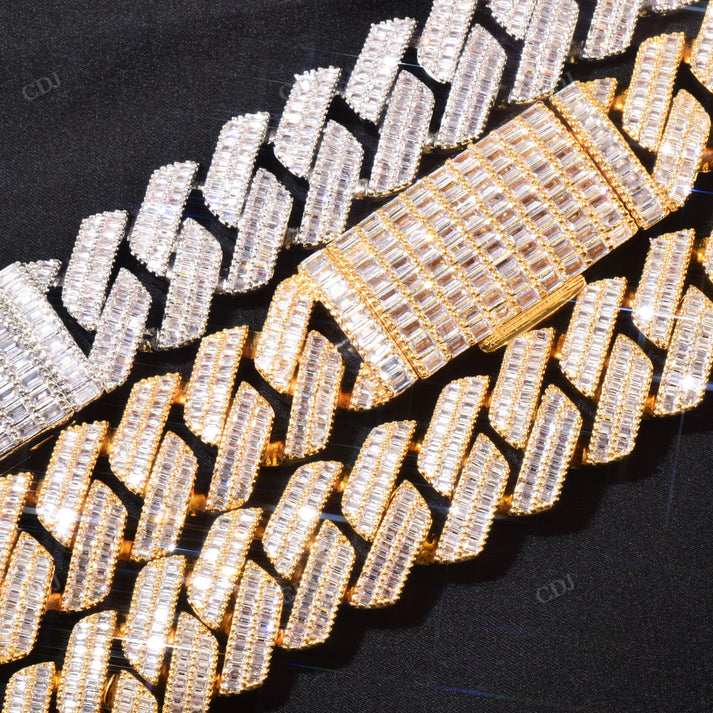 20mm Double Row Baguette Diamond Cuban Chain hip hop jewelry CustomDiamJewel