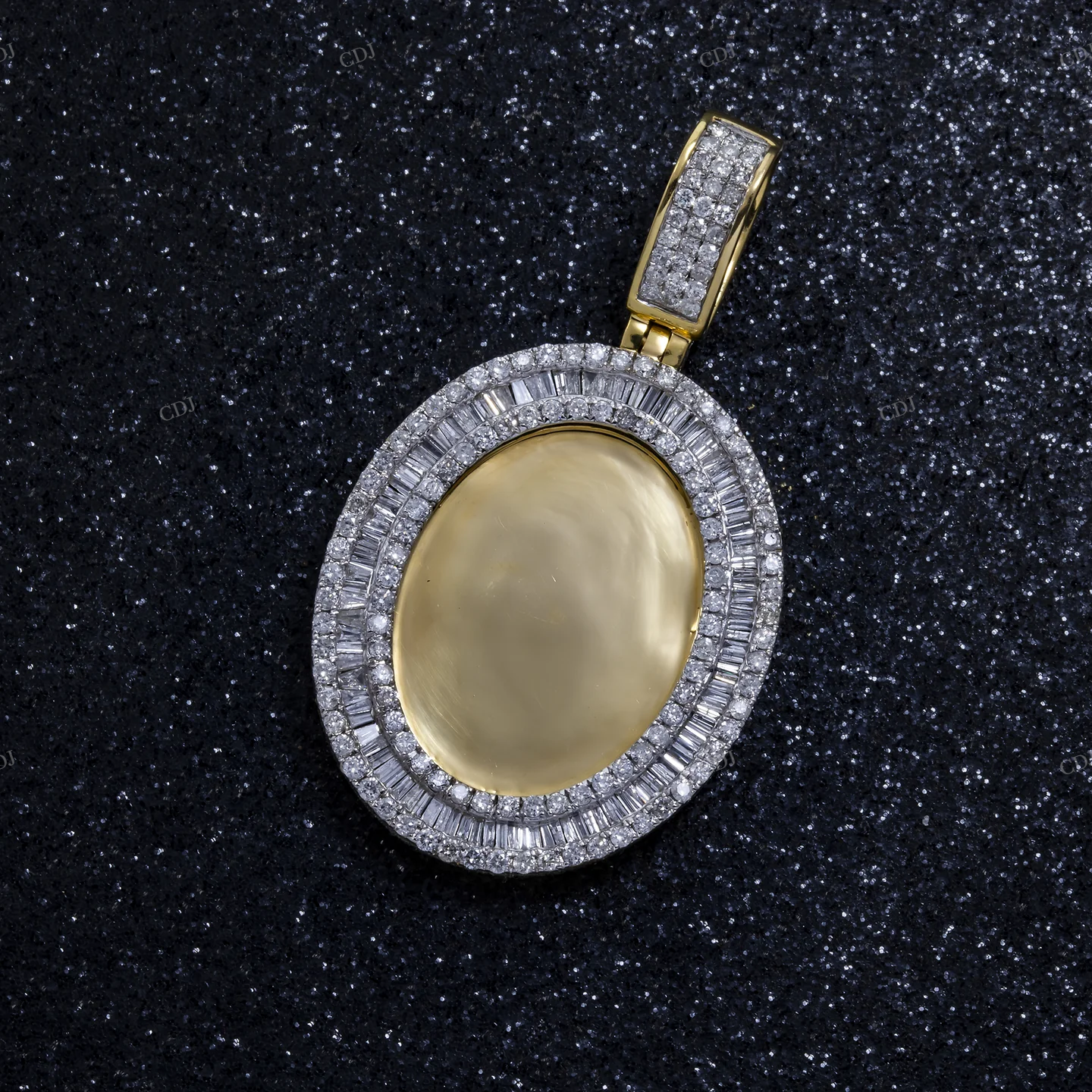 Baguette Moissanite Oval Memory Pendant hip hop jewelry CustomDiamJewel