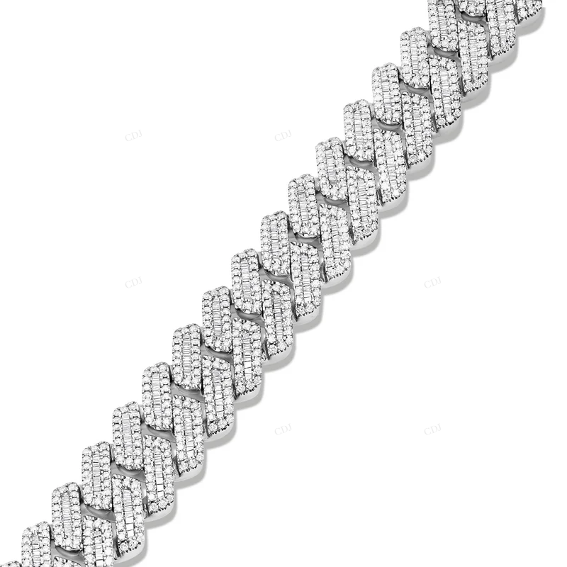 Sterling Silver Cuban Link Bracelet With VVS Moissanite CustomDiamJewel