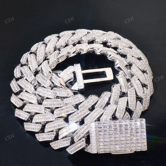 20mm Double Row Baguette Diamond Cuban Chain hip hop jewelry CustomDiamJewel