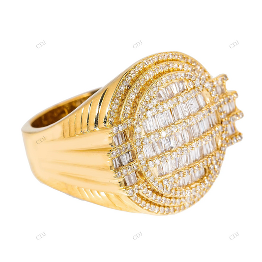 Iced Out Round Baguette Men's Moissanite Ring hip hop jewelry customdiamjewel