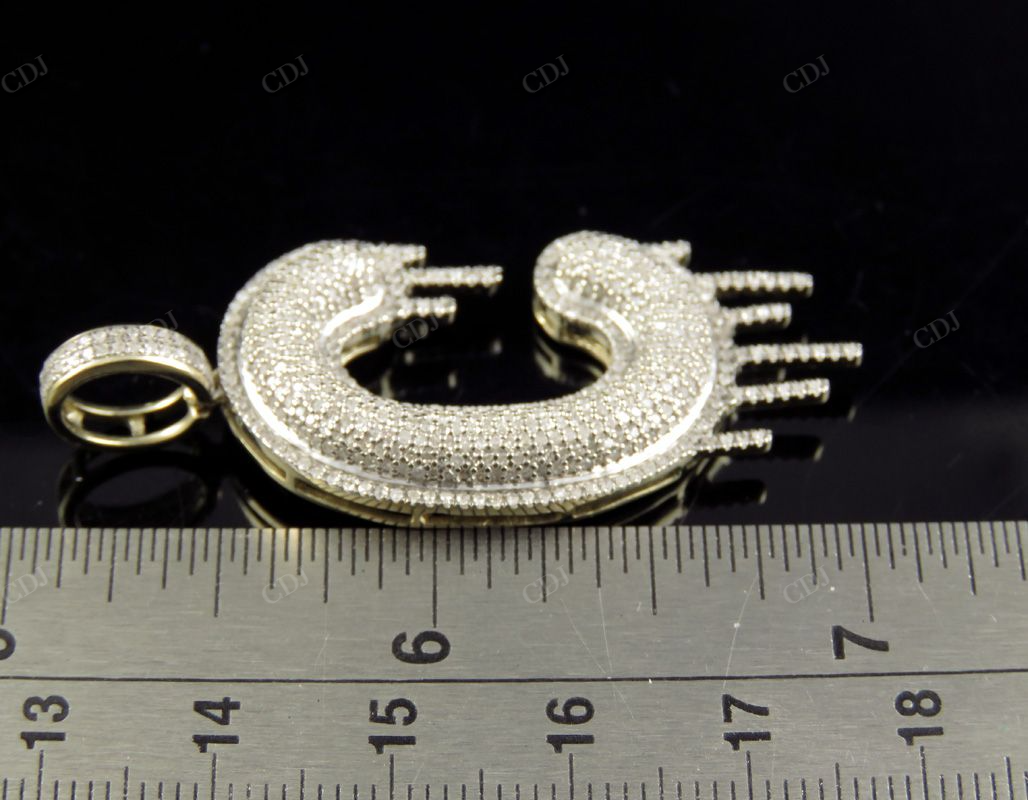 2" 1.34 CTW Solid Gold Natural Diamond Letter 'C' Initial Drip Pendant CustomDiamJewel