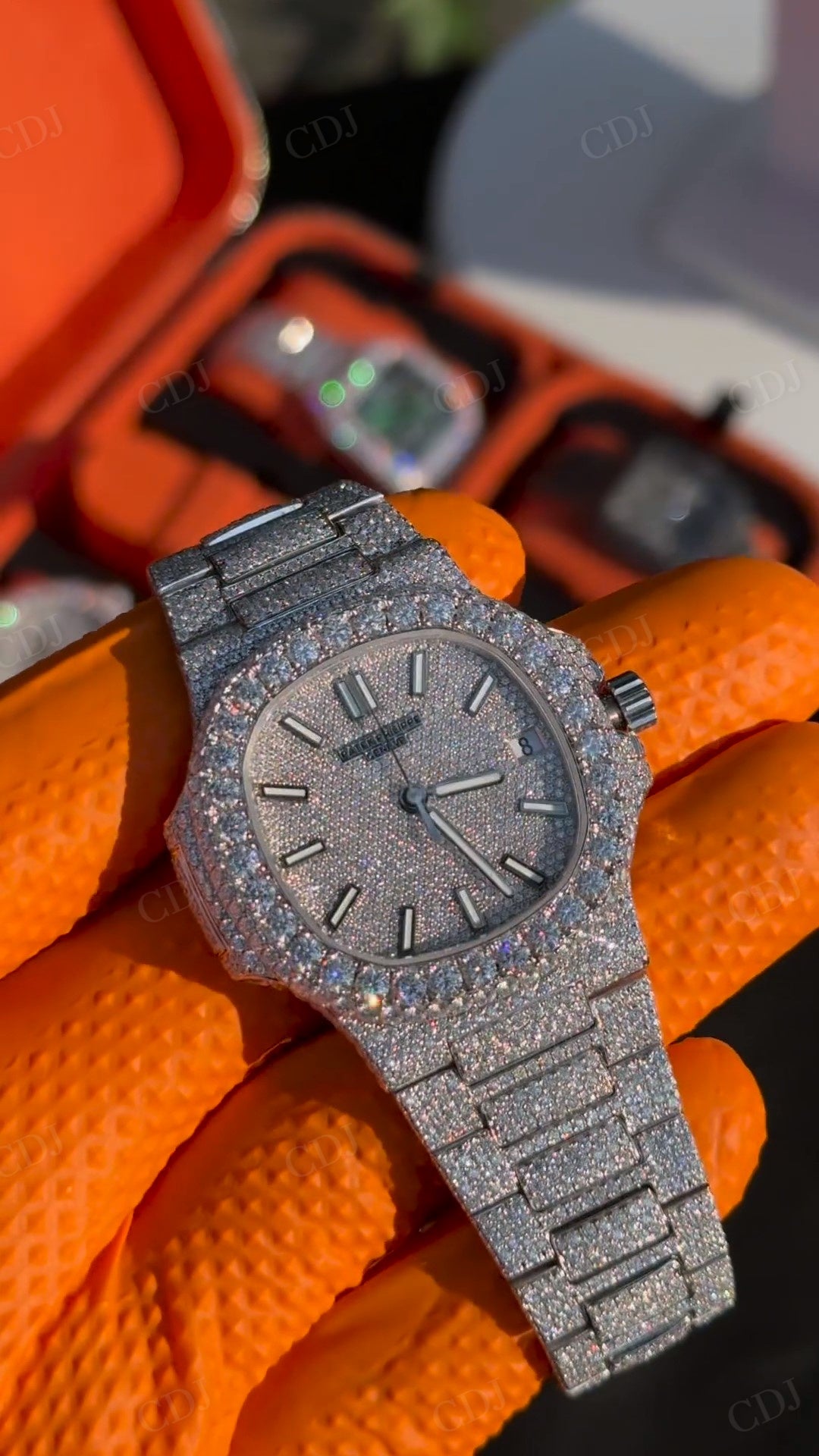 41MM Full White Moissanite Studded Automatic Swiss ETA Movement Watch customdiamjewel