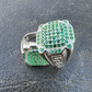 Green Emerald Hip Hop Diamond Ring  customdiamjewel   