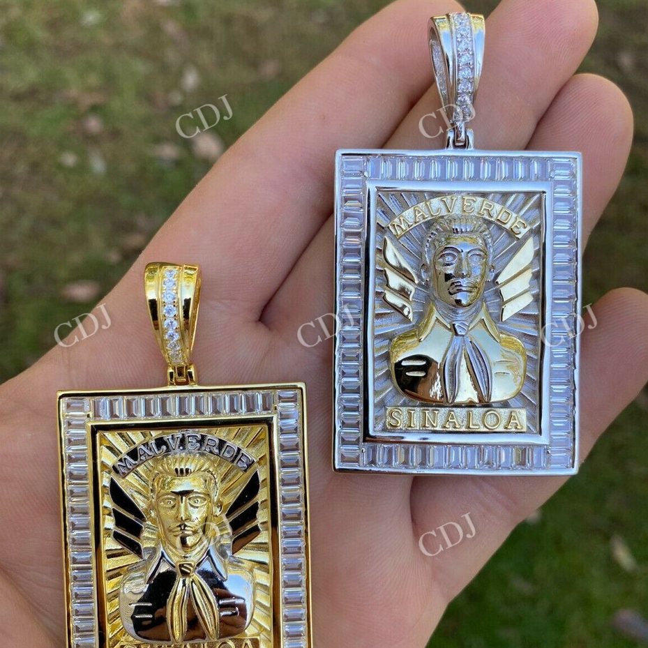 Gold Iced Jesus Malverde Pendant  customdiamjewel   