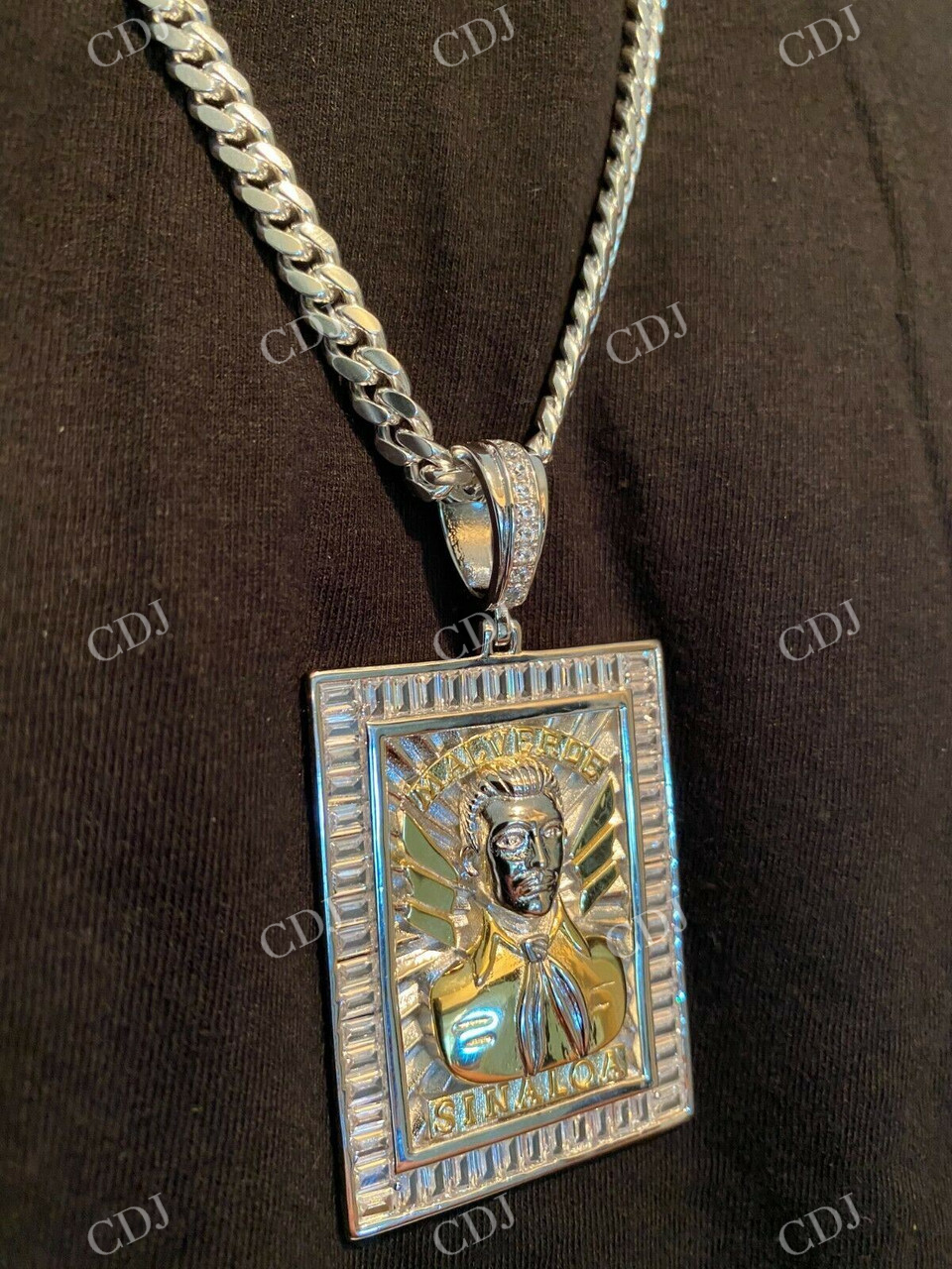 Gold Iced Jesus Malverde Pendant  customdiamjewel   