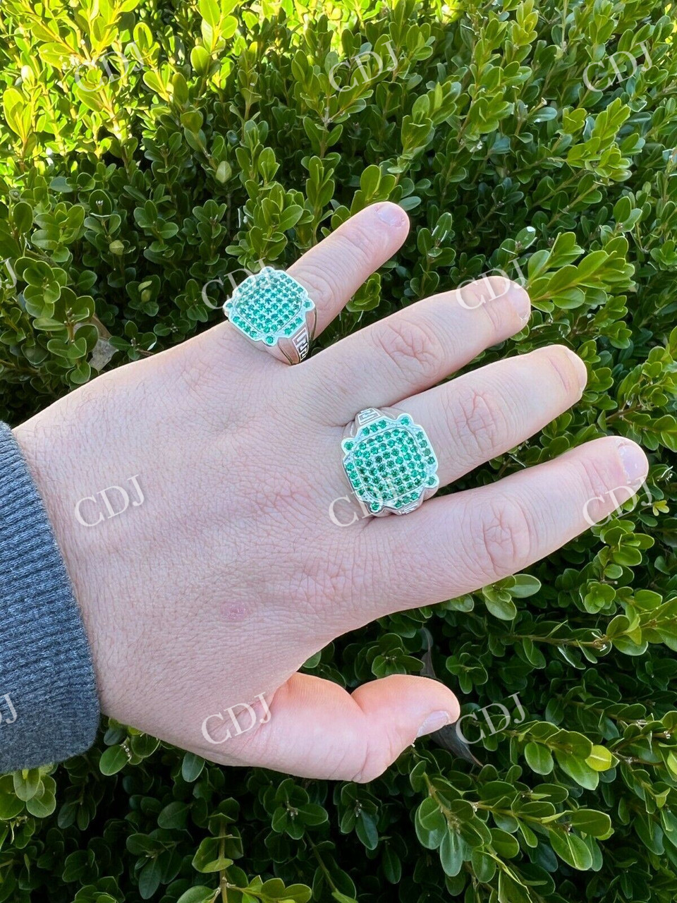 Green Emerald Hip Hop Diamond Ring  customdiamjewel   