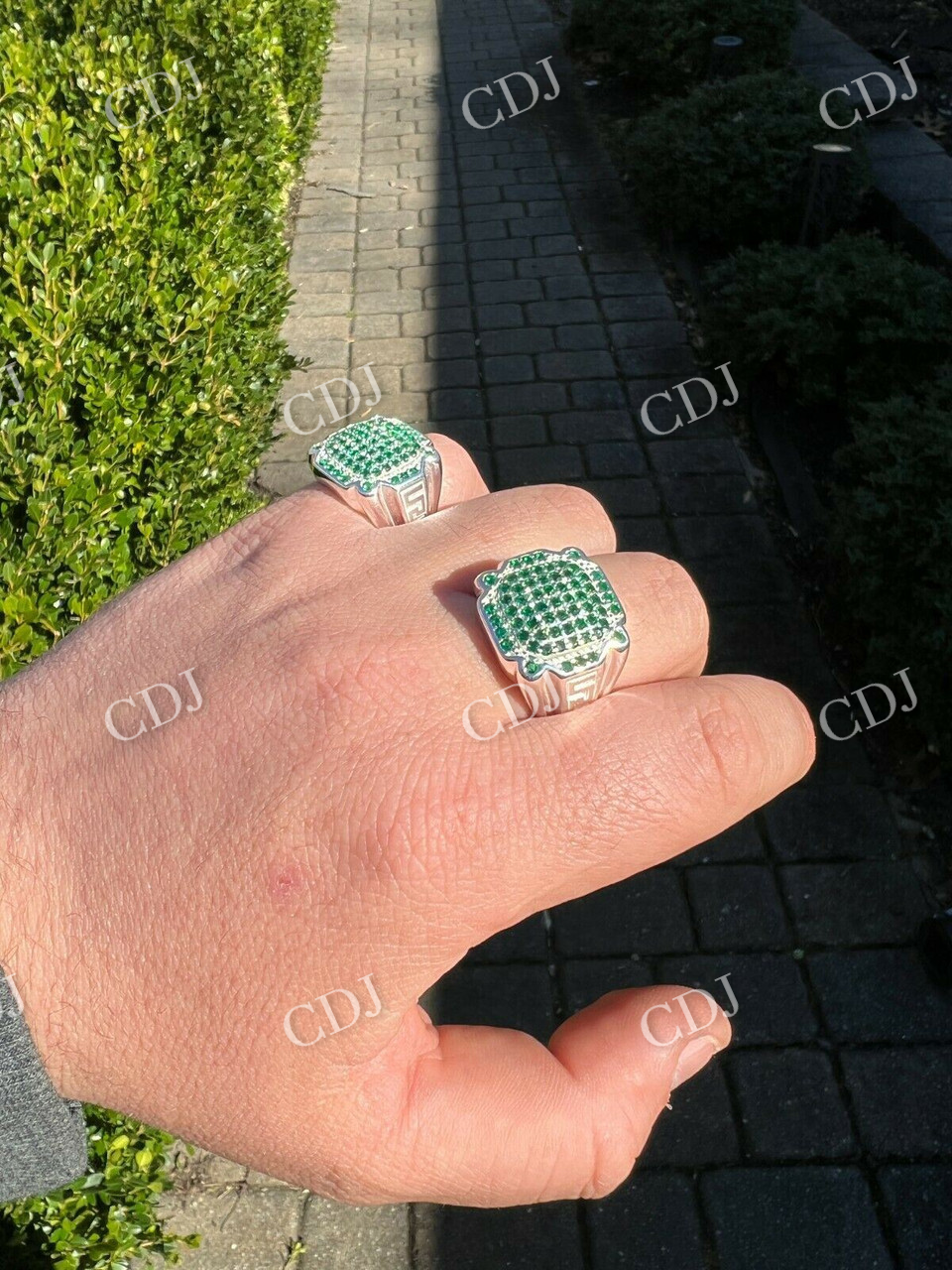 Green Emerald Hip Hop Diamond Ring  customdiamjewel   