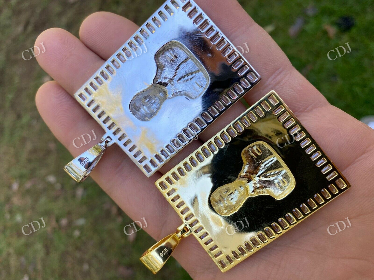 Gold Iced Jesus Malverde Pendant  customdiamjewel   