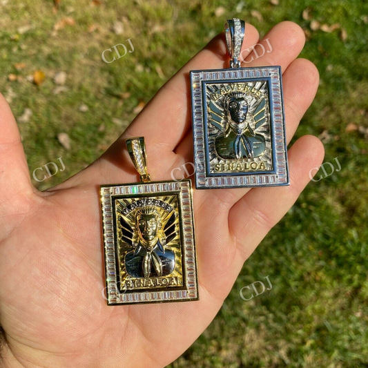 Gold Iced Jesus Malverde Pendant  customdiamjewel   