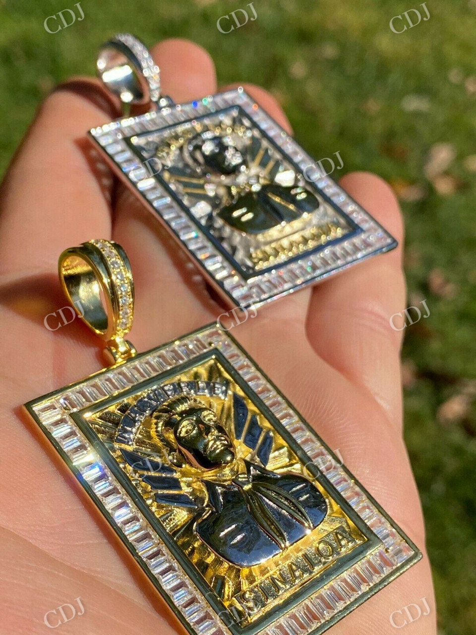Gold Iced Jesus Malverde Pendant  customdiamjewel   