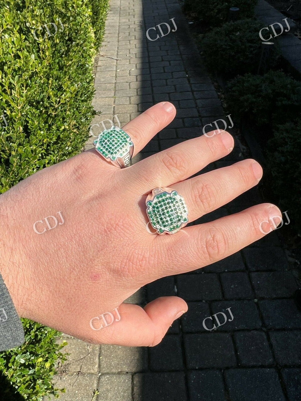 Green Emerald Hip Hop Diamond Ring  customdiamjewel   