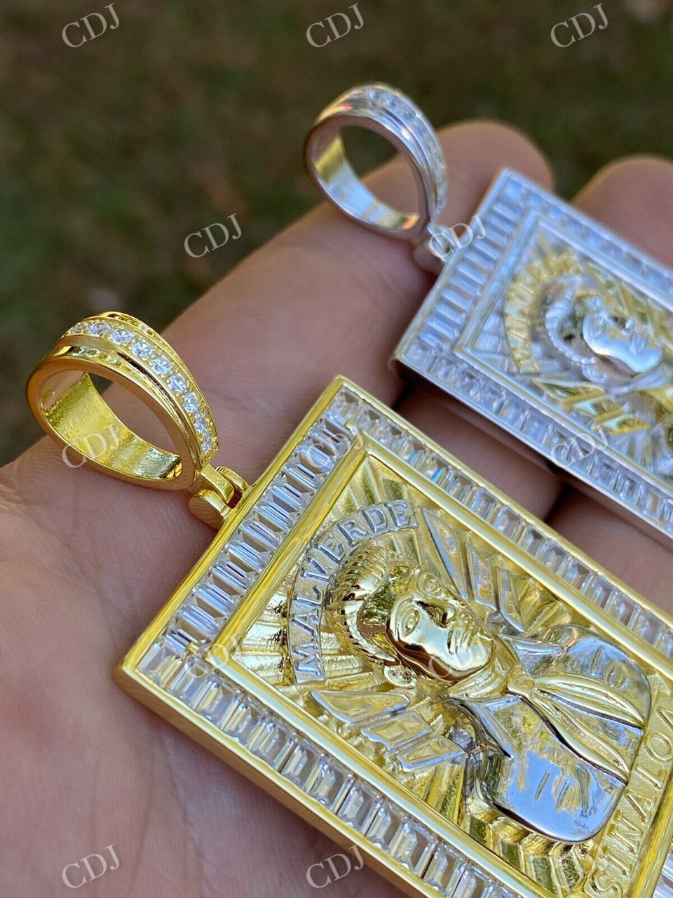 Gold Iced Jesus Malverde Pendant  customdiamjewel   
