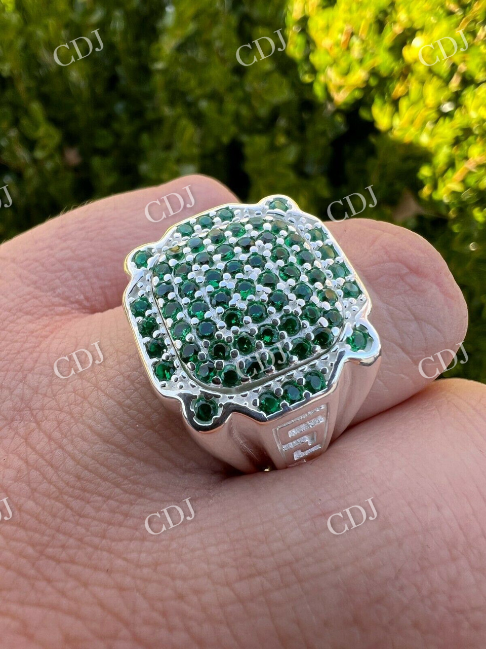 Green Emerald Hip Hop Diamond Ring  customdiamjewel   