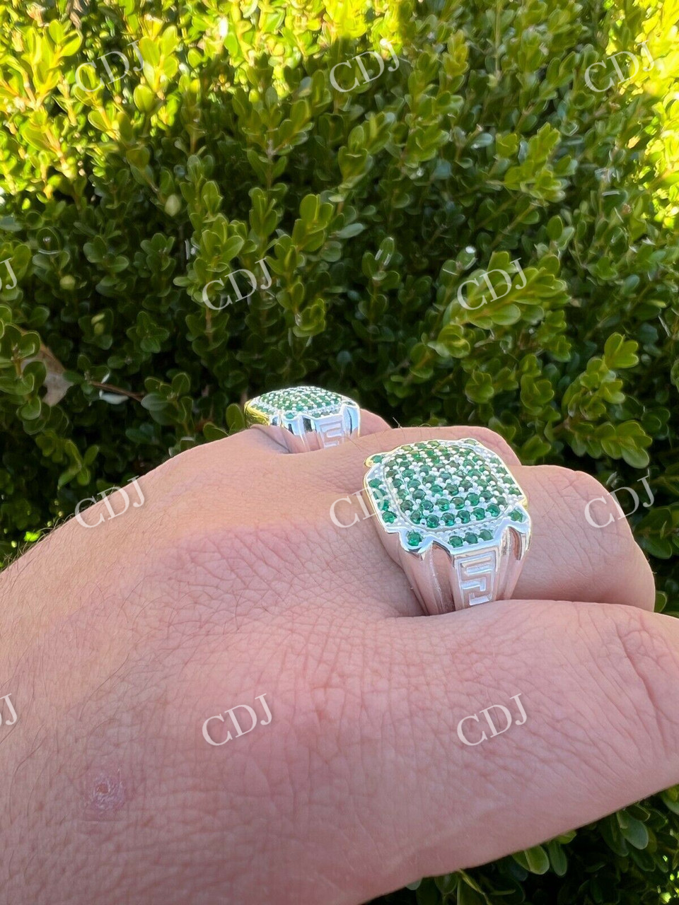 Green Emerald Hip Hop Diamond Ring  customdiamjewel   