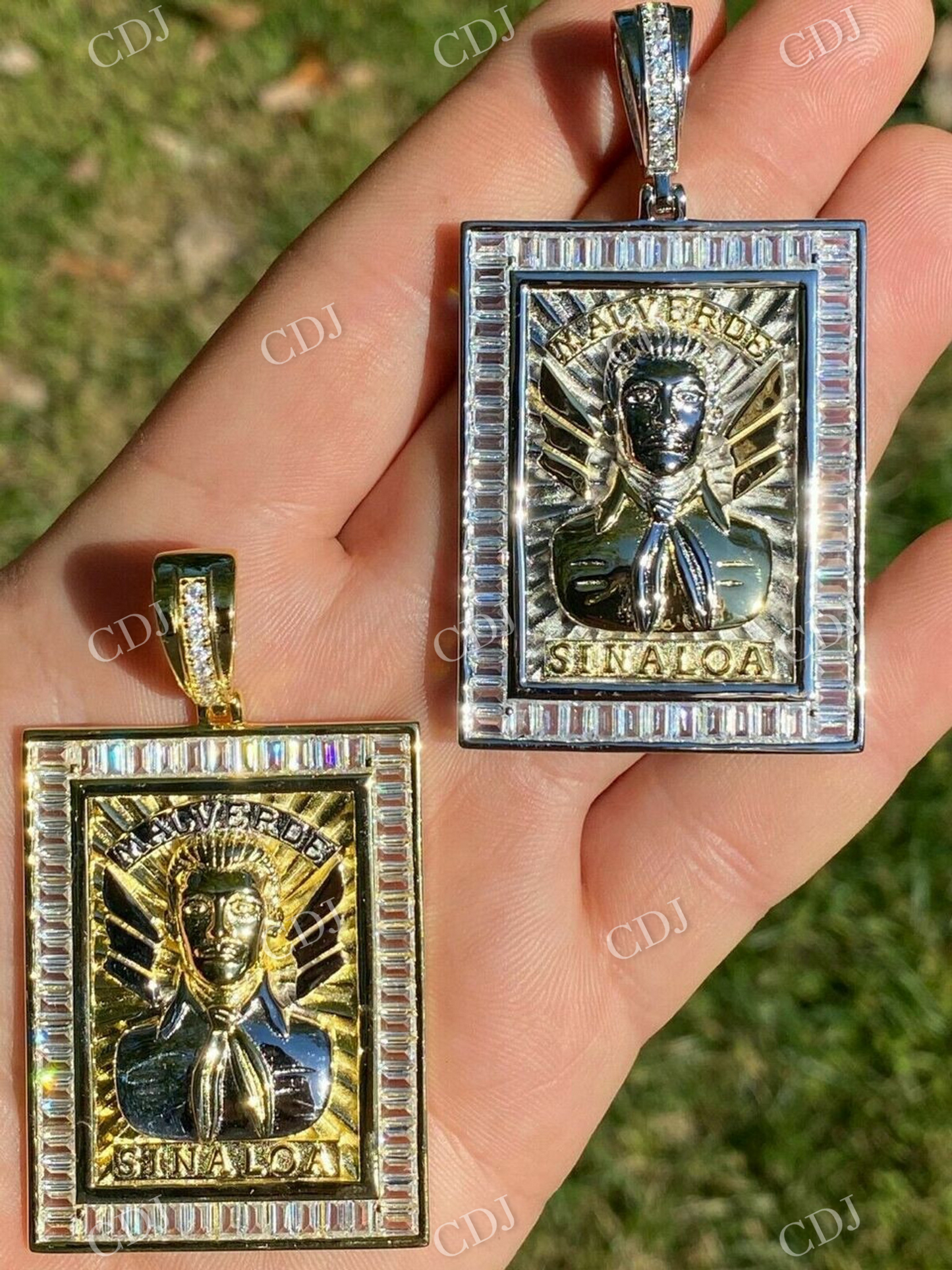 Gold Iced Jesus Malverde Pendant  customdiamjewel   