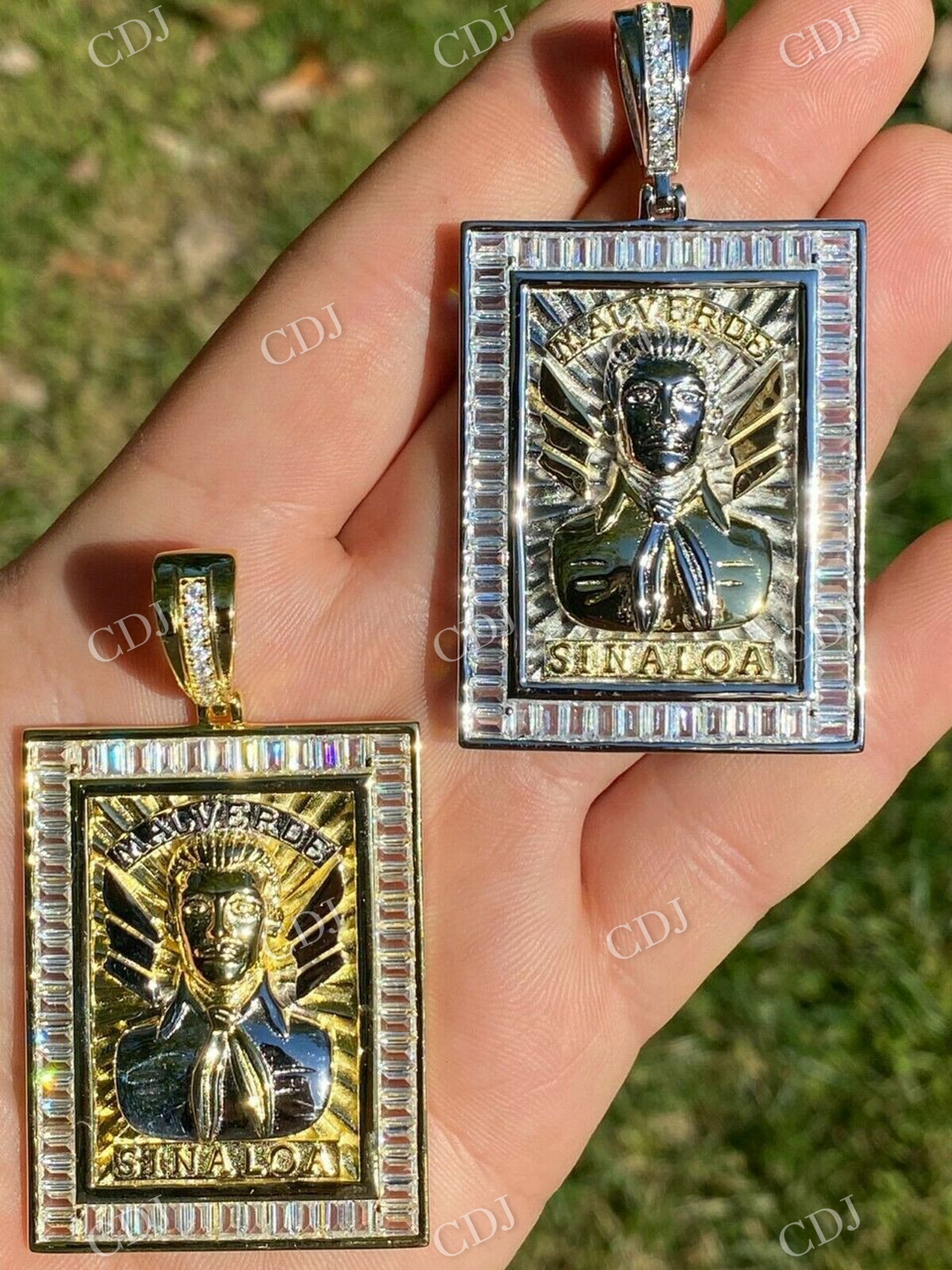 Gold Iced Jesus Malverde Pendant  customdiamjewel   