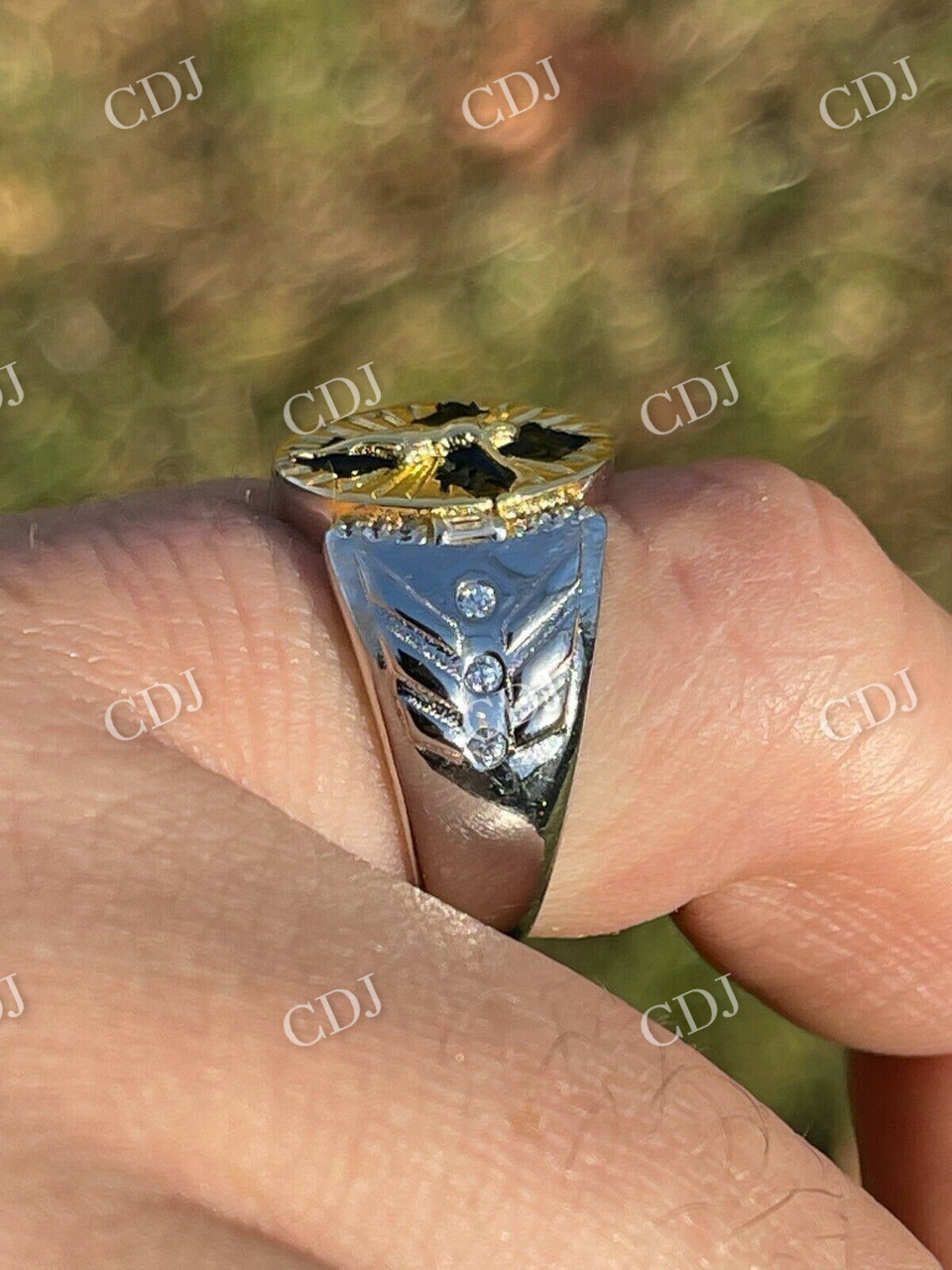 Jesus On Cross Ring 14k Gold & Enamel Finish For Mens  customdiamjewel   