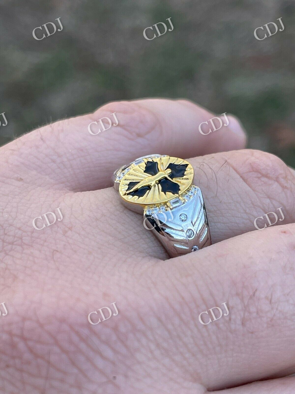 Jesus On Cross Ring 14k Gold & Enamel Finish For Mens  customdiamjewel   